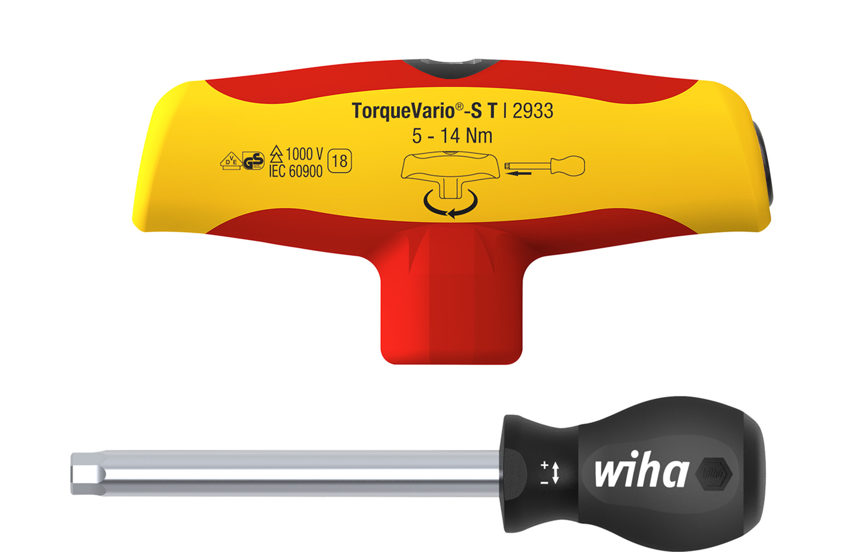Wiha T-handtag med Vridmoment TorqueVario®-S T electric 5-14 Nm variabelt inställbar vridmomentsbegränsning 5 - 14 (43177)