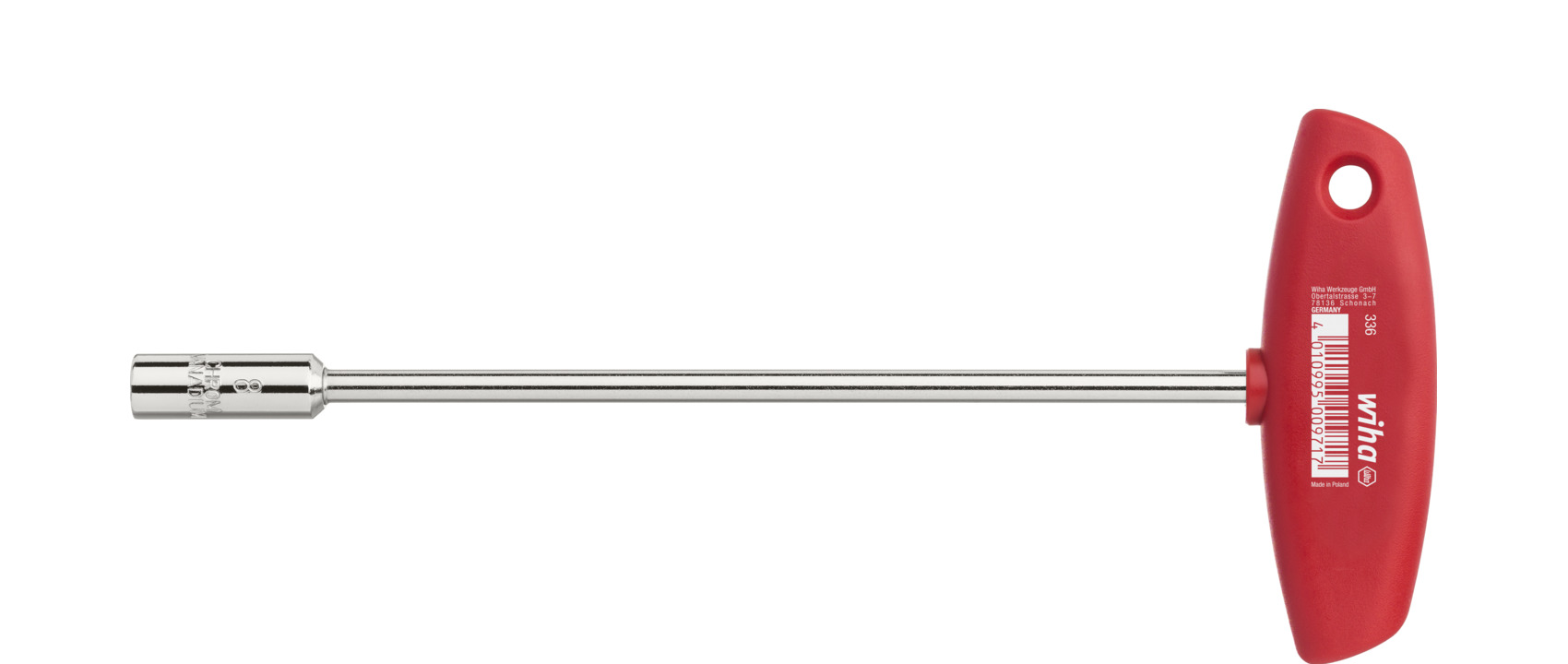 Wiha Hylsor med t-handtag glansförnicklad, sexkant 6.0 mm x 157 mm (00966)