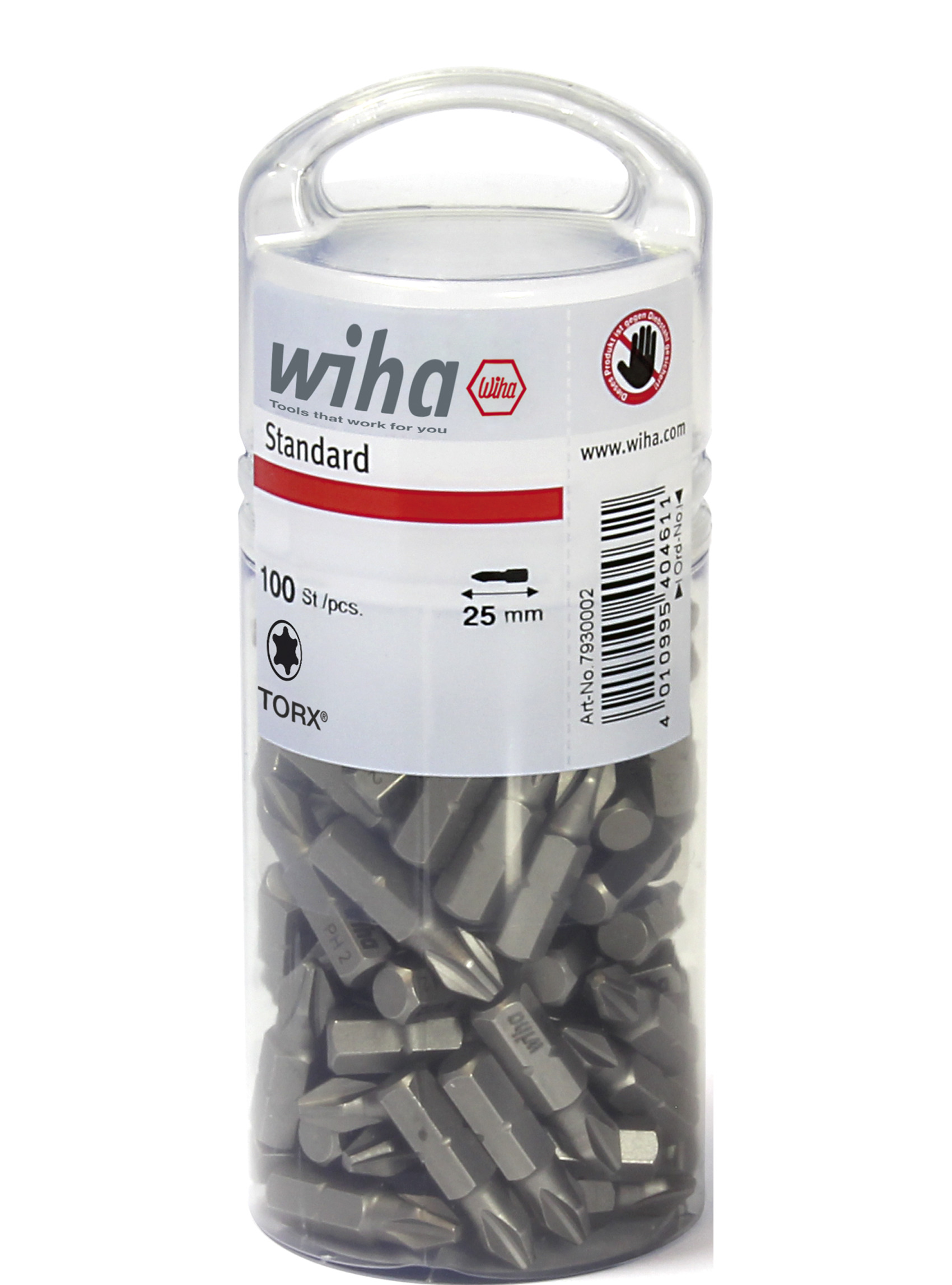 Wiha Bitssats standard 25 mm TORX® (T25), 100 delar 1/4