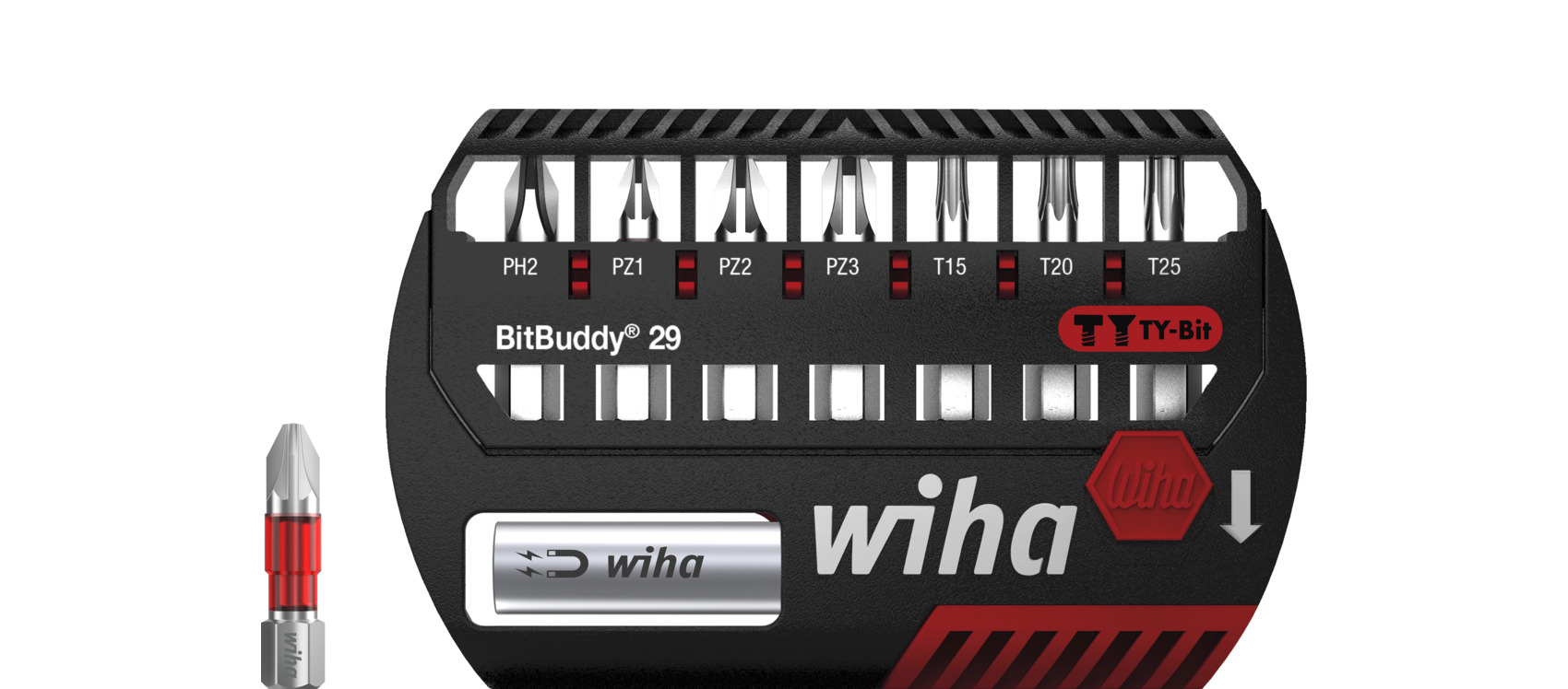 Wiha Bitssats BitBuddy® TY-bits 29 mm Phillips, Pozidriv, TORX® 8 delar 1/4
