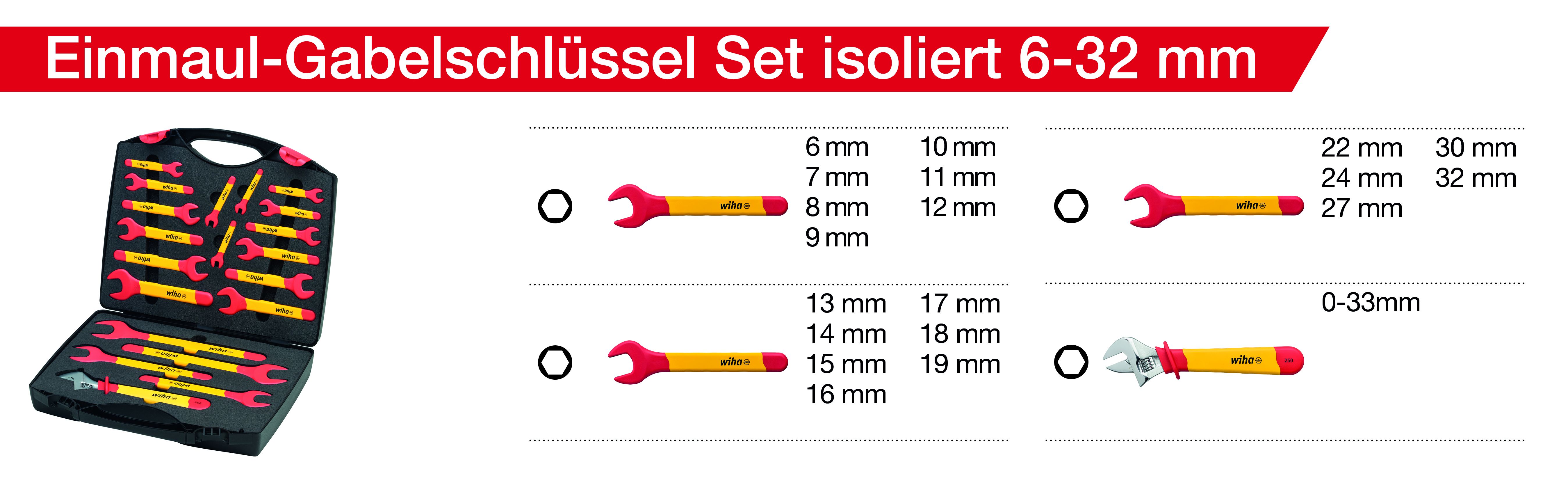 Wiha Blocknyckelsats, isolerad 6–32 mm 21 delar inkl. väska (43022)