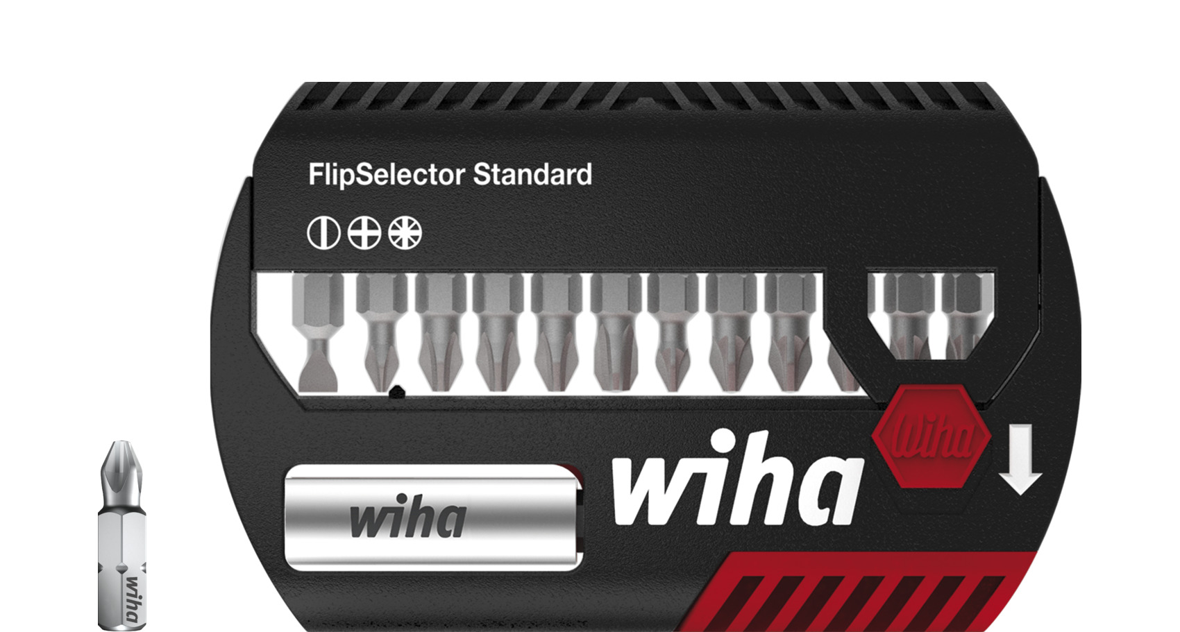 Wiha Bitssats FlipSelector Standard 25 mm Spår, Phillips, Pozidriv 14 delar, 1/4
